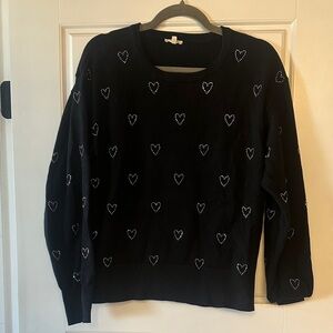 JODIFL Black Sweater with White Heart Accents